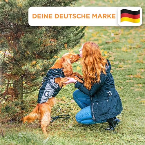 Tierhood Regenmantel Hund - Hunderegenmantel wasserdicht- Reflektierende Regenjacke Hund - Hundemantel inkl. Geschirr Wasserdicht