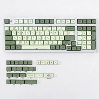 PBT Keycaps Japanese Matcha Green Keycaps Set 126 Keys XDA Profile Cute Keycaps Dye-Sublimation Custom Keyboard Keycaps for Cherry Gateron MX Switches Mechanical Keyboards
