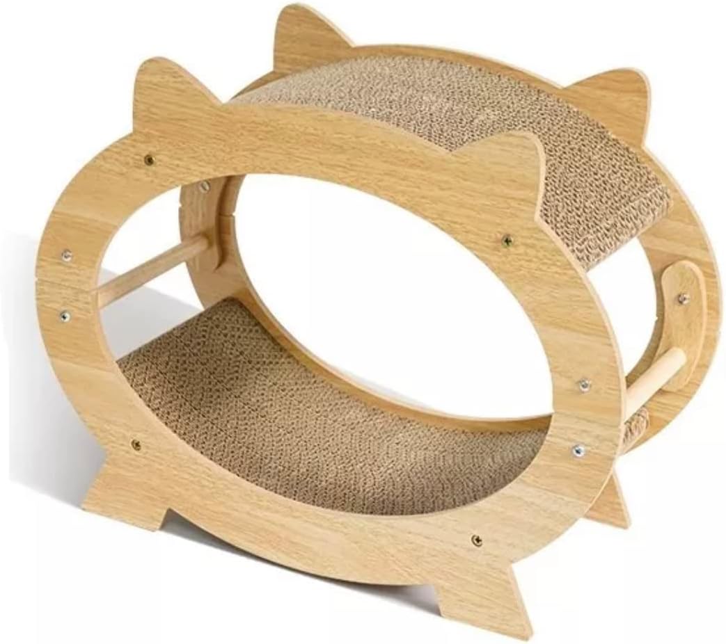 review Catli-Cat Scratcher Lounge Bed - 2 Level Cat House Scratcher for Cats & Kittens - Minimalist Design Replaceable Cardboard Panels MDF Wood