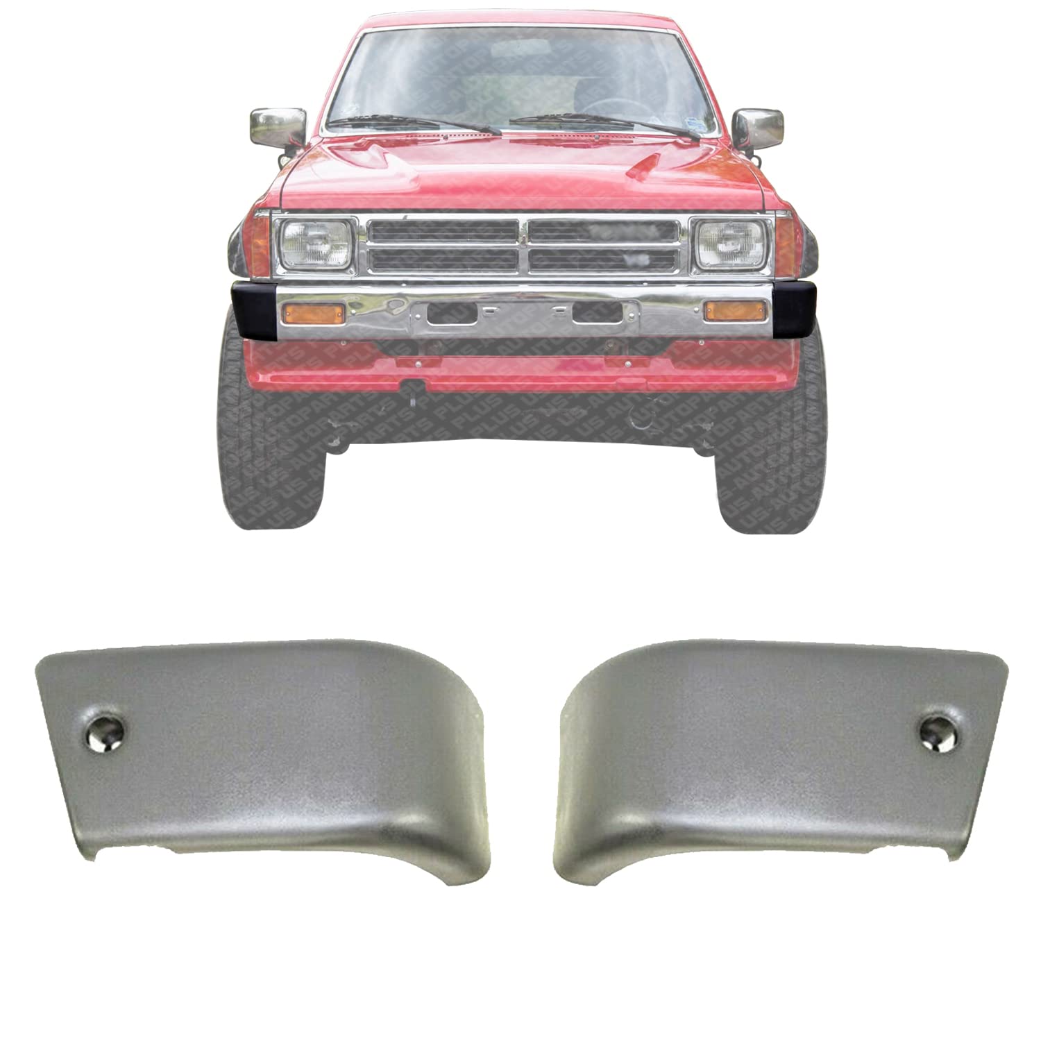 US AUTO PARTS PLUS New Front Bumper End Cap Primed Left Driver and Right Passenger Side For 1984-1988 Toyota 4Runner / 1984-1989 Pickup Direct Replacement 5210289106 5210389106