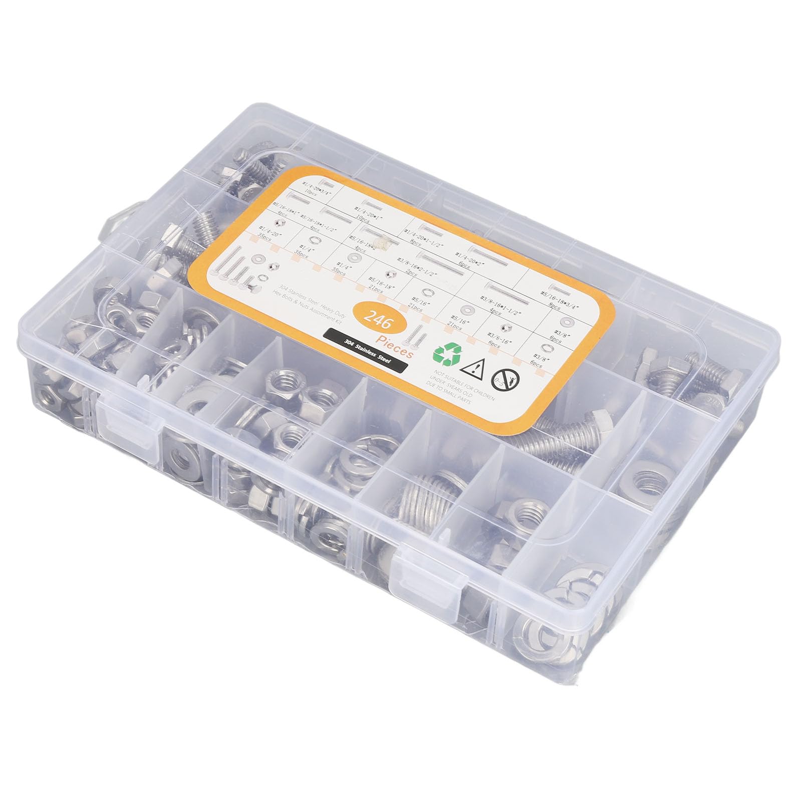 Kit d'assortiment de boulons à vis hexagonales en acier inoxydable, 246 pièces, rondelles d'écrous pour appareils ménagers