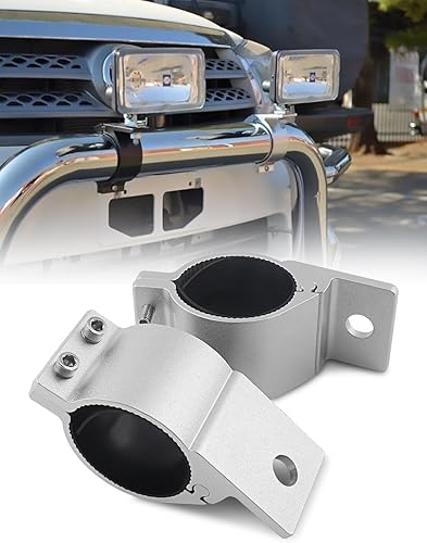 Miniatura 8 de Abrazadera de tubo plateado de 3 pulgadas para barra de luz LED, soporte de montaje de barra de buey para barra de empuje, kit de abrazadera