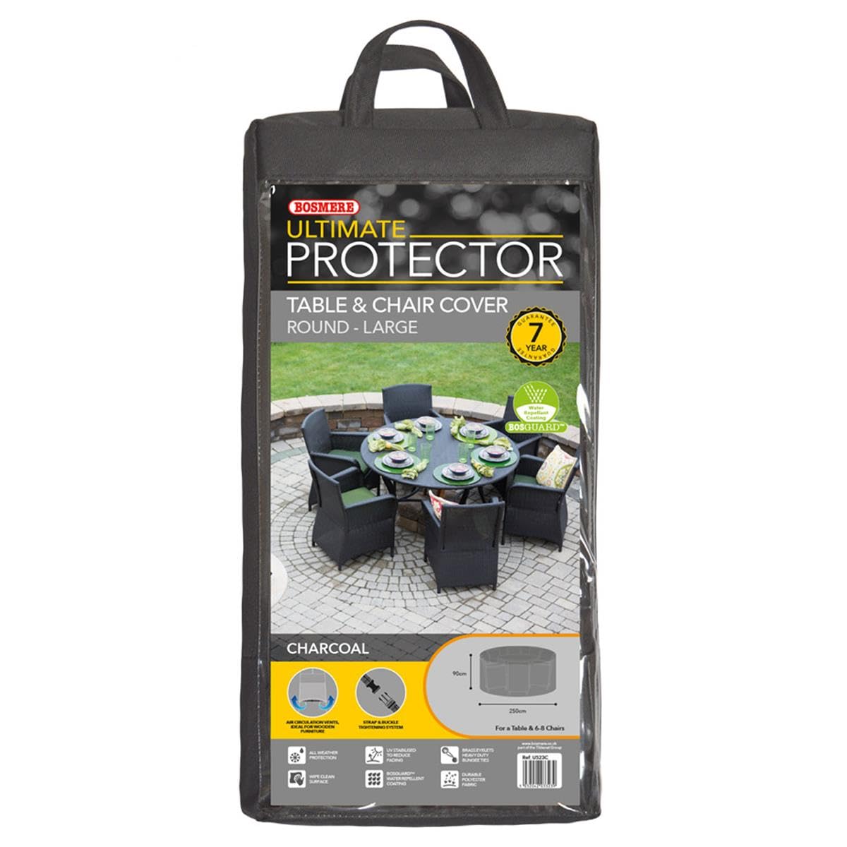 Bosmere Charcoal Ultimate Protector Circular Patio Set Cover 6-8 Seat U523c