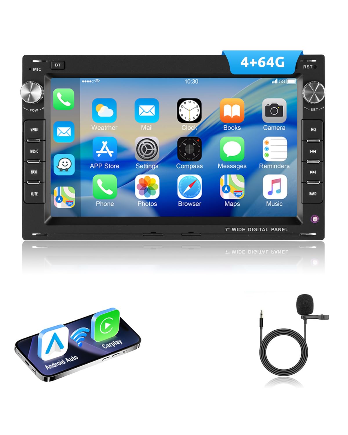 ESSGOO 4+64G Wireless CarPlay Android Auto Autoradio Für VW Polo MK3/4 9N Golf 4 Passat B5 T5 Seat Skoda,Android 15 Bluetooth Radio mit 7 Zoll Touchscereen FM RDS GPS Navi WiFi