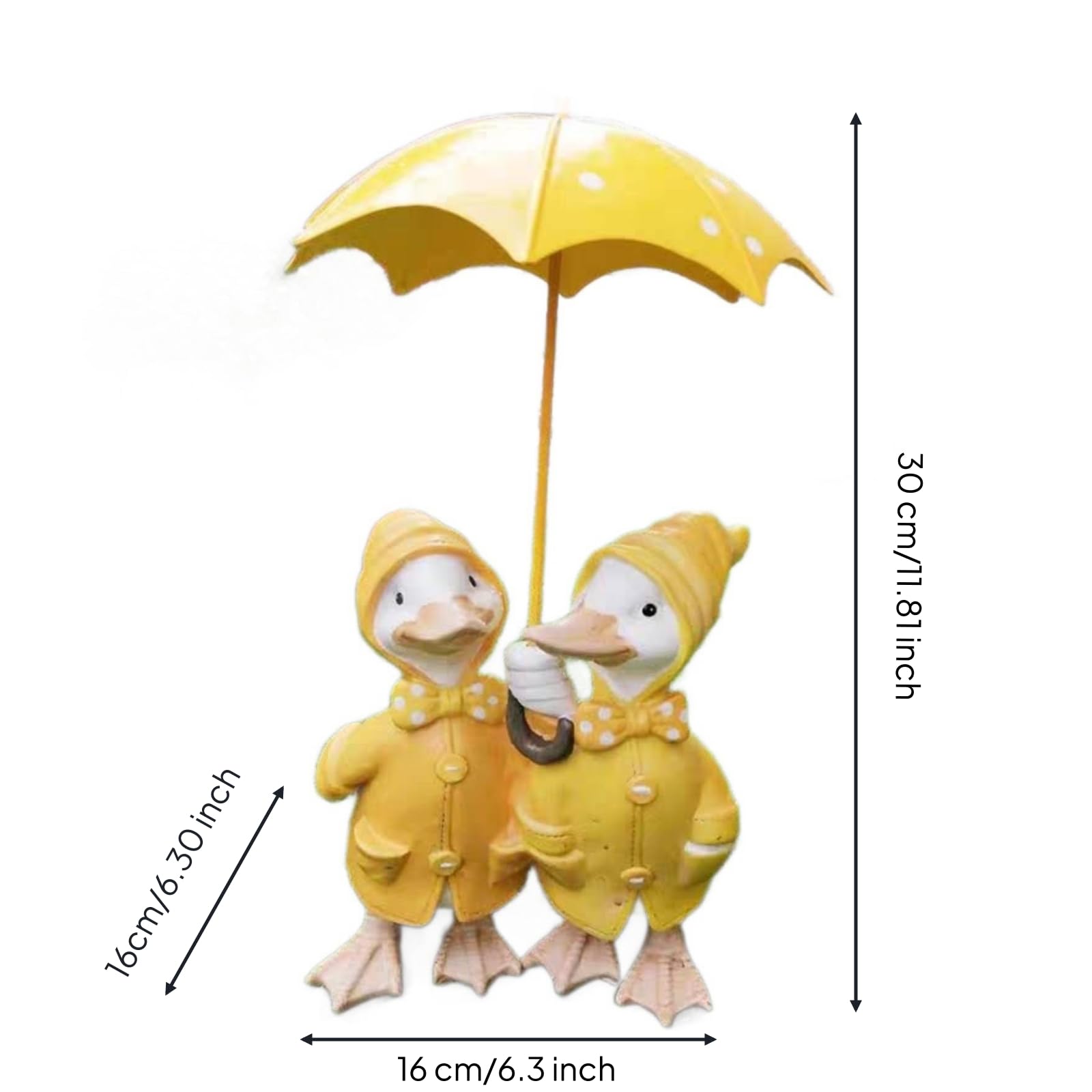 Colcolo Paar Entenfigur Ente Garten Statue Figur mit Regenschirm aus Kunstharz Sicherer Stand Dekorative Akzente für Blumenbeete Veranden Eingangsbereiche Geschenk, Entenpaar Mit Regenschirm
