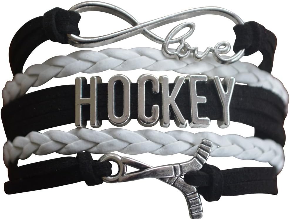 Hockey Charm Bracelet, Ice Hockey Jewelry- Infinity Love Hockey Bracelet- Gift for Her