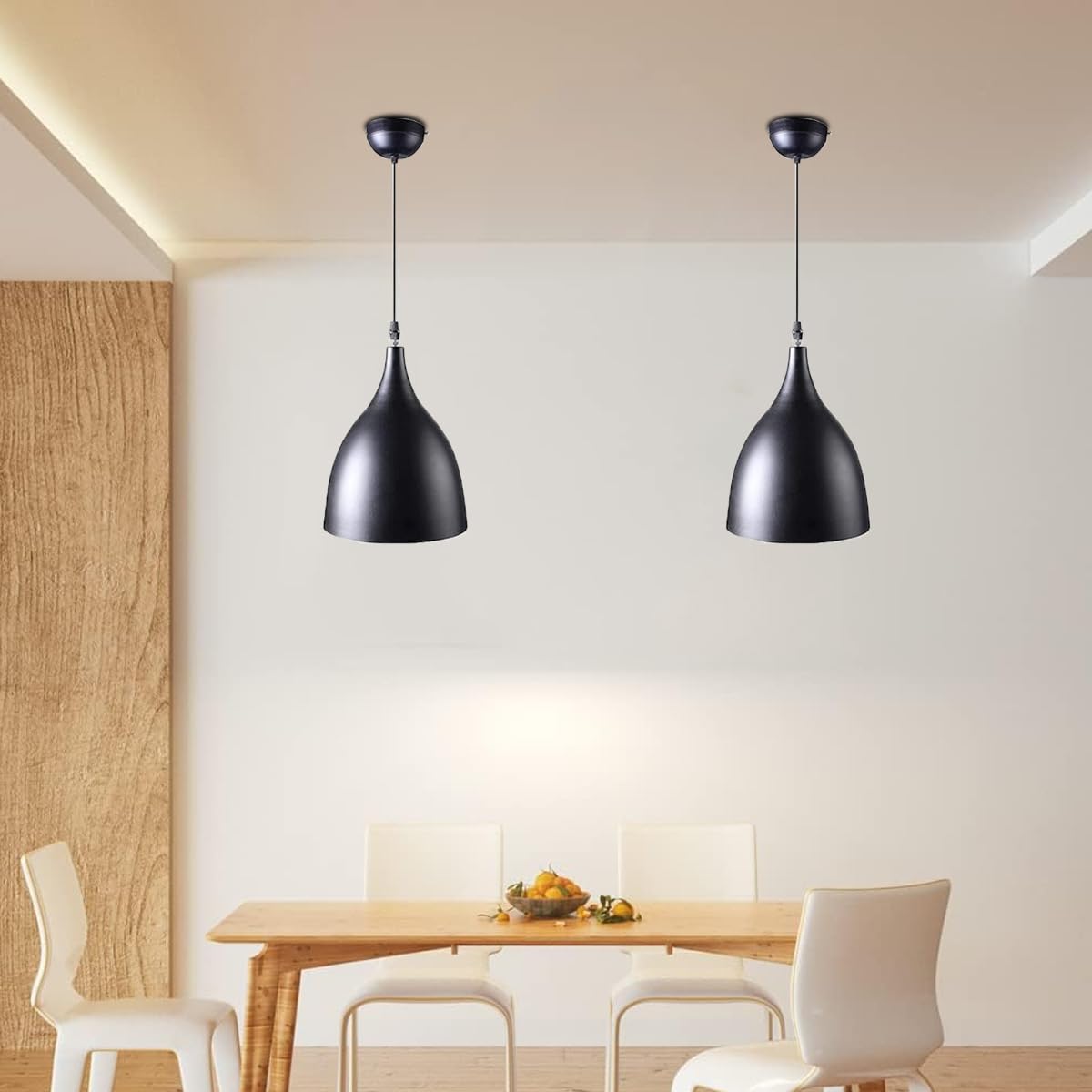 Black Pendant Lights - Classic Hanging Lights Set -2