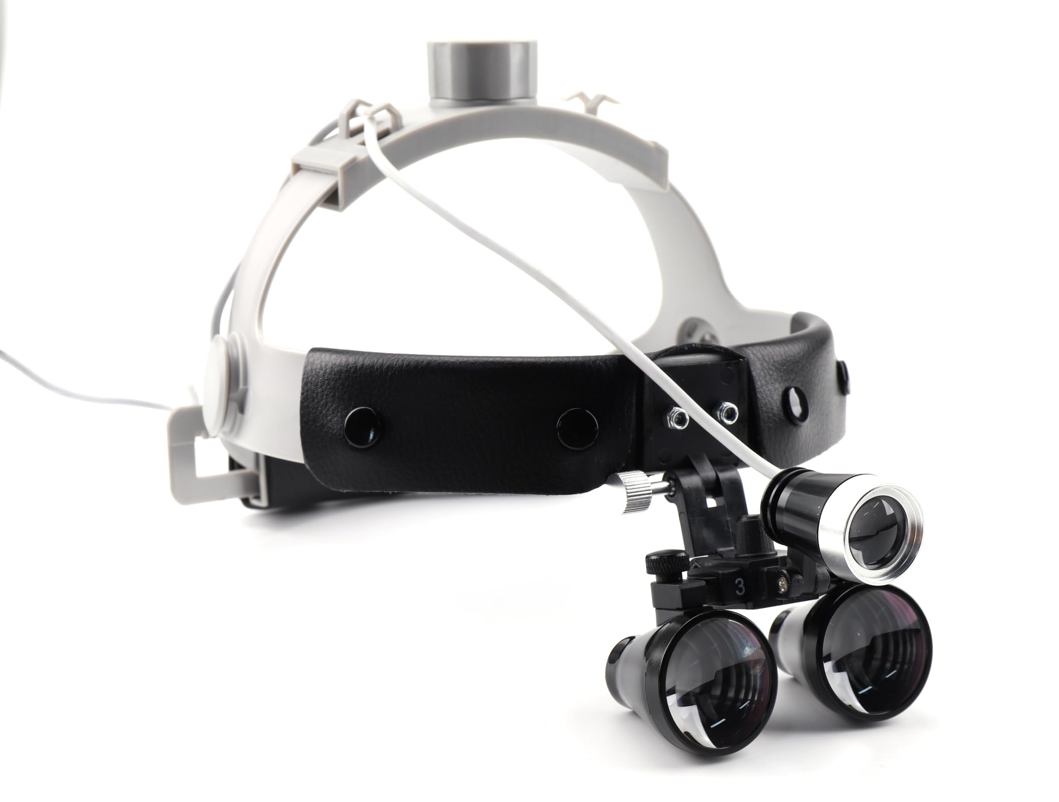 Binocular - Lupa de cuero con diadema de 3,5 x 420 mm con faro LED de 3 W (negro)