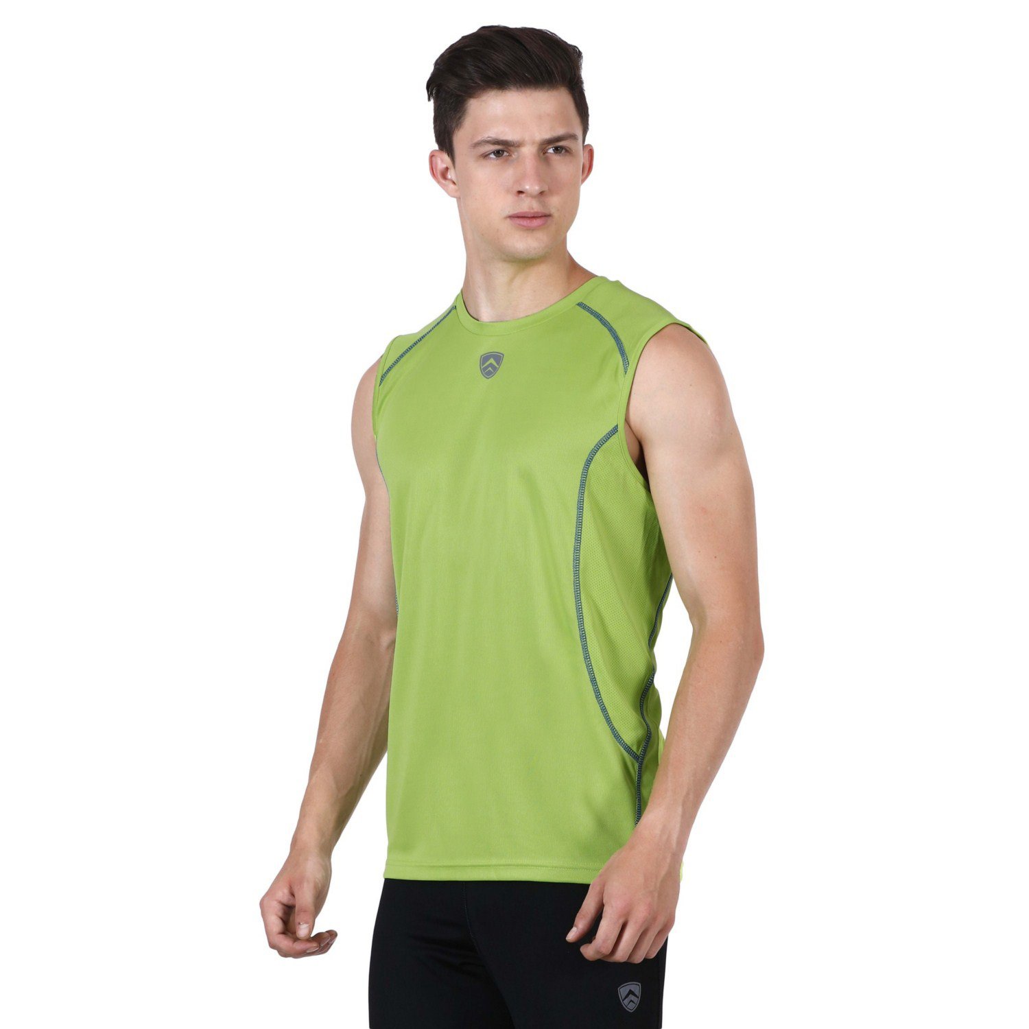 Armr Sport Men Filament Polyester Performance Singlet, S-97 Cms (Neon Green Vivid Blue) 1