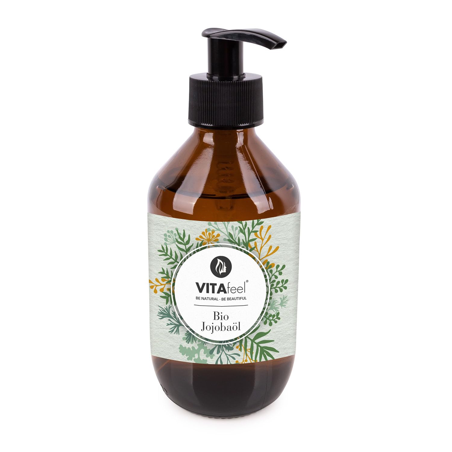 VitaFeel Bio olejek jojoba złoty 6 x 250 ml z pompką | 100% czysty i tłoczony na zimno – pielęgnacja skóry i włosów | olejek nośny do masażu i aromaterapii – sucha skóra głowy