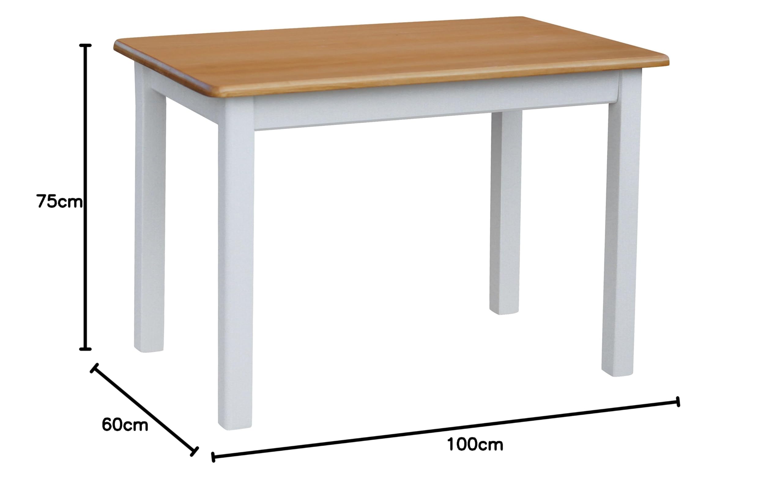 koma - Tavolo da cucina 100 x 60 cm, in legno di pino massiccio, colore: Bianco miele