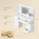 WOLTU Dressing Table with Sliding Mirror, LED Lights and Power Strip - 9