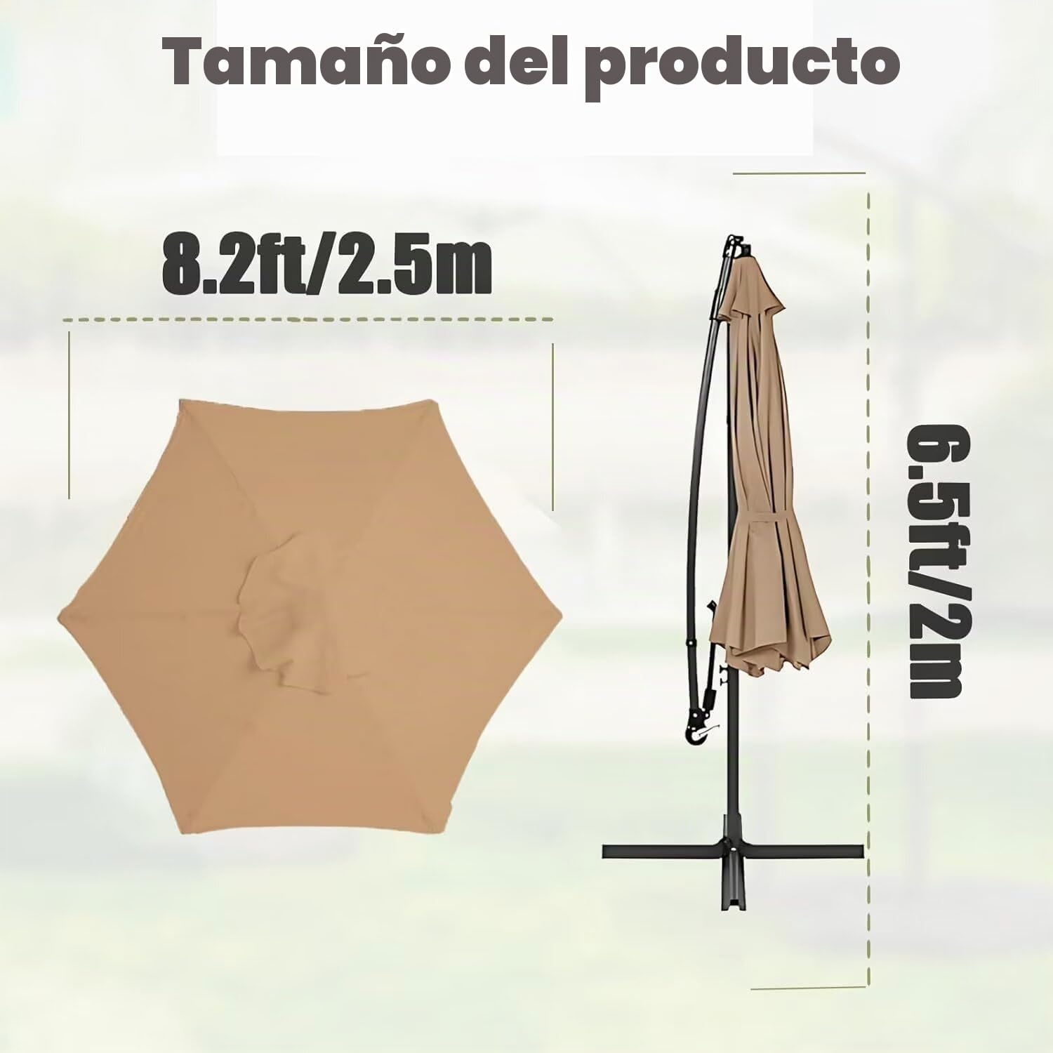 Parasol de repuesto para sombrilla de mercado de 3 m, impermeable, con parasol, protección UV, para 8/6 puntales, toldo de repuesto para sombrillas al aire libre