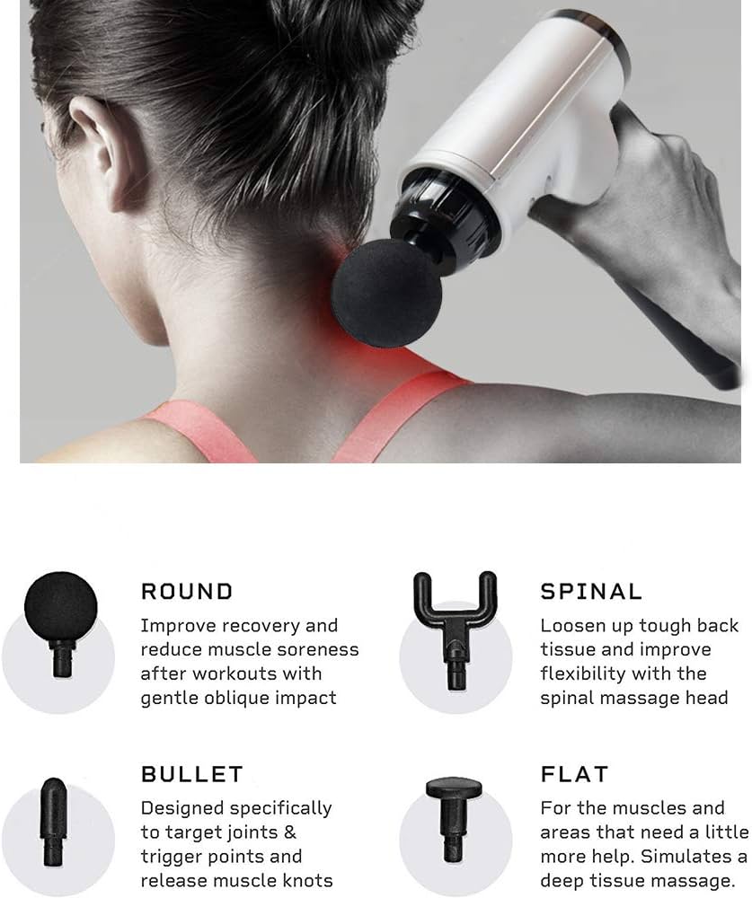 Amazon.com: Massage Gun, 6 Speed High-Intensity Vibration for Athletes Deep  Tissue Massager Impact Device Handheld Muscle Electric Gun, Muscle Massager  Quiet Brushless Motor with 4 Heads (Champagne Silver) : Health & Household