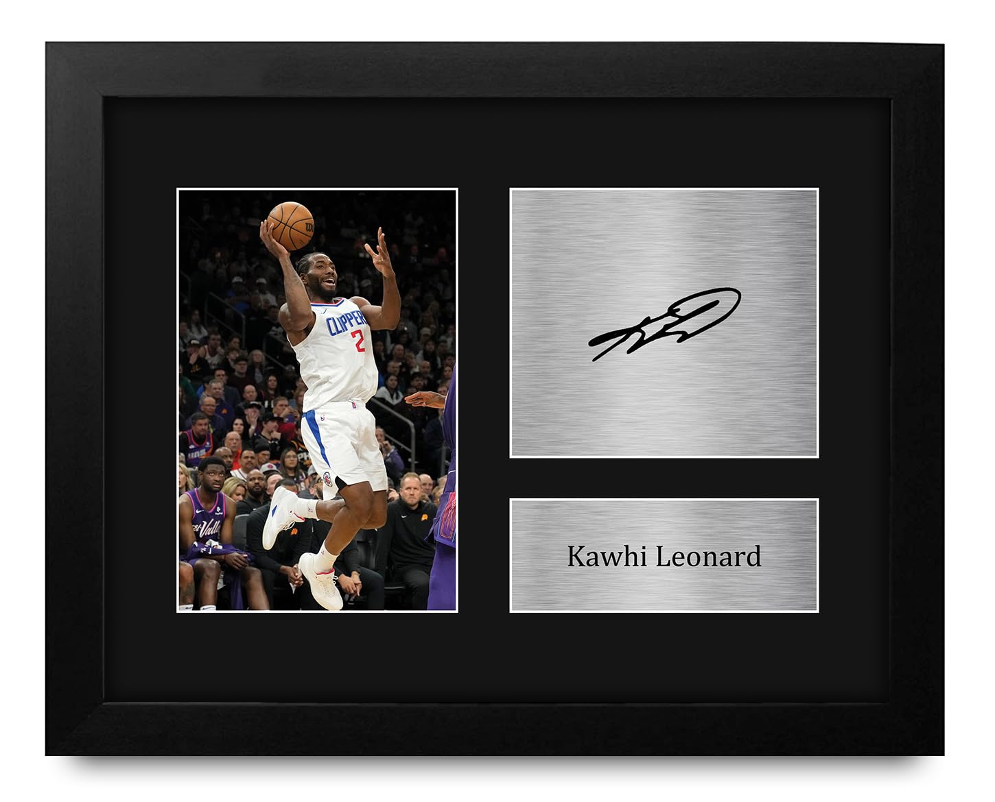 HWC Trading Kawhi Leonard Framed Gifts Printed Signed Autograph Picture for Basketball Memorabilia Fans - US Letter Size