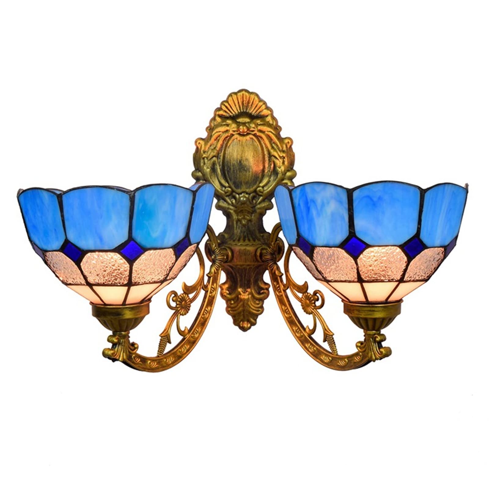 SXSCARKX Vintage Tiffany Wall Lamps Bedroom Mounted Lamp Handmade Mediterranean Stained Glass for Nightstand Kitchen Living Room Dining Needed