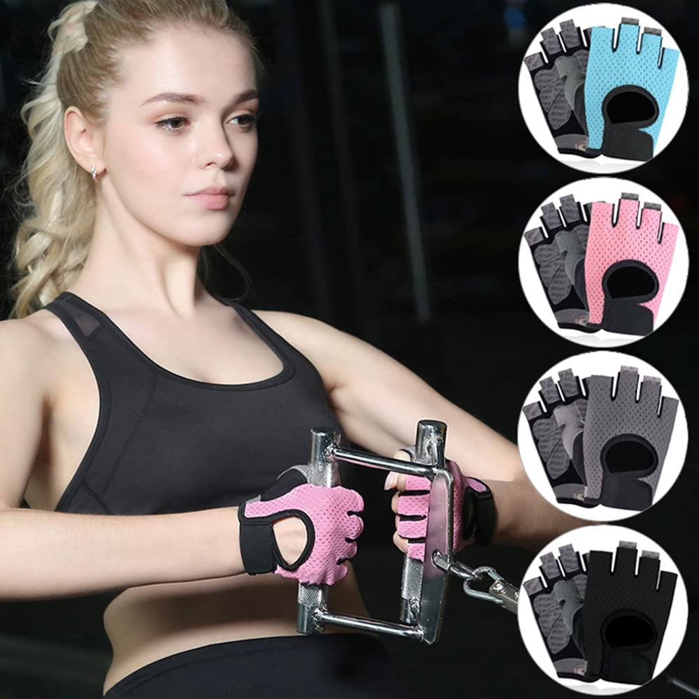 Paar professionelle Fitnesshandschuhe fürs Fitnessstudio, Gewichtheberhandschuhe für Damen und Herren, Workout-Bodybuilding-Handschuhe, Halbfinger-Handschutz, Fitnesshandschuhe (blau S)