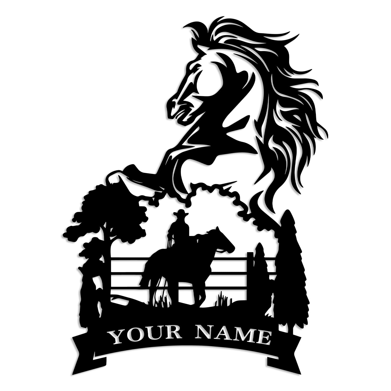 Kissesuu Cowboy F Custom Cowboy Metal Sign,Custom Western Cowboy Skull Hold Gun Metal Wall Art,Custom Western Cowboy Roping Metal Wall Art,Personalized Cowboy Name Sign,Western Cowboy Decor,Farmhouse Decor (Cowboy F)