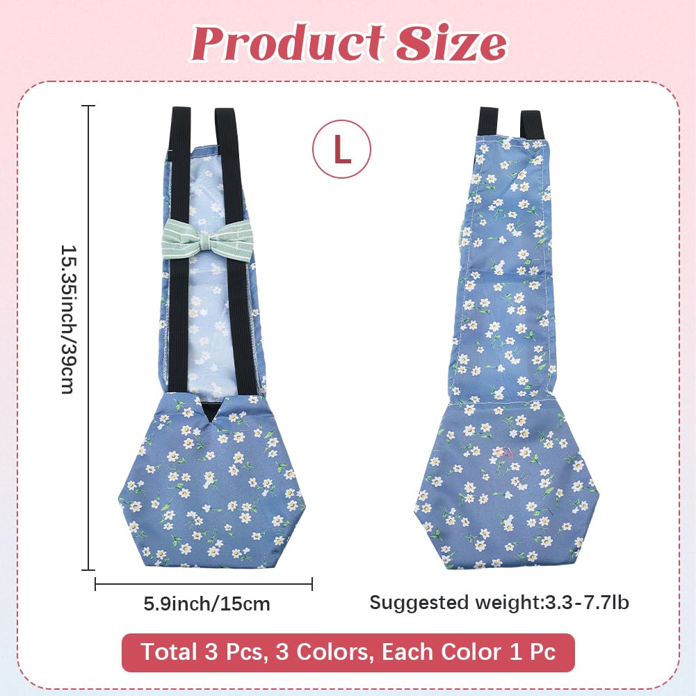 CREATCABIN 3Pcs 3 Styles Indoor Chicken Diaper Pet Duck Diapers Polyester Washable Waterproof Adjustable Reusable Ducking Clothes with Bow Tie for Real Chickens Birds Accessories 15.35 x 5.9 Inch - Image 2