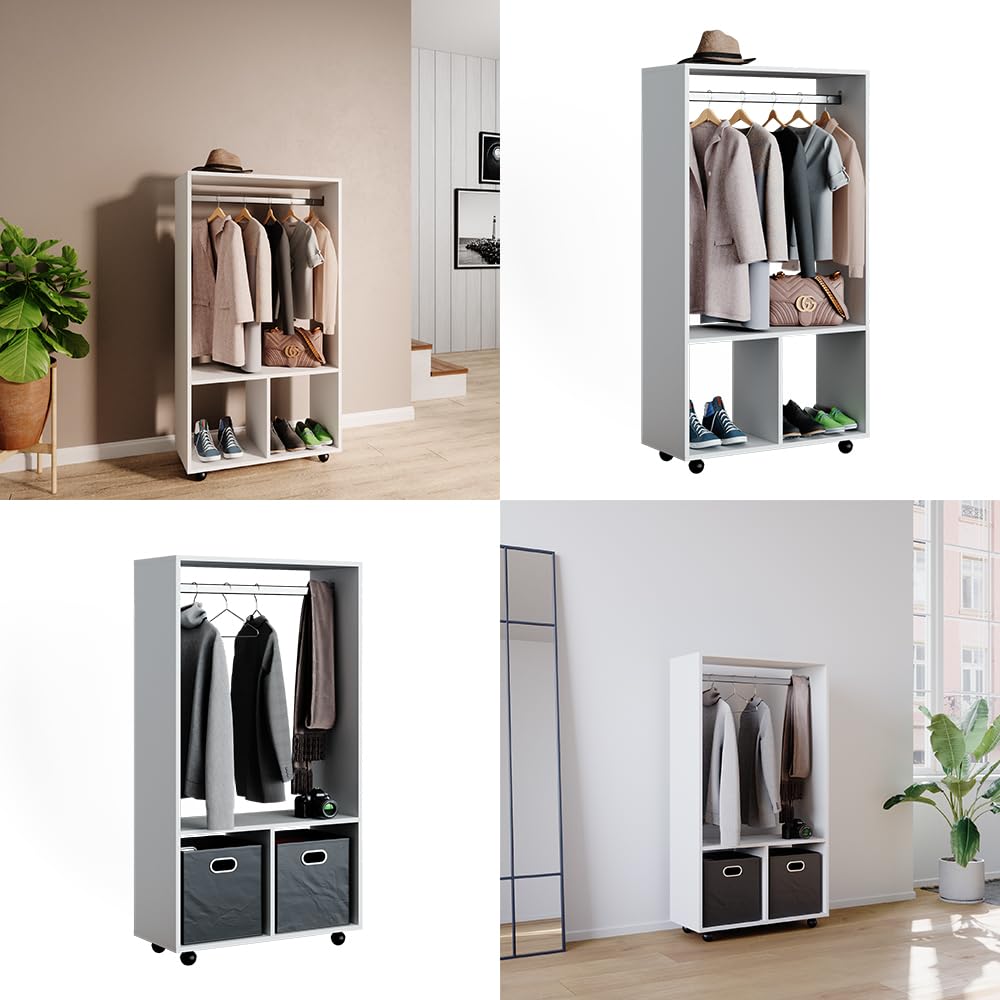 Vicco Szafa "Sydney", Biały, 70 x 128 cm | sur roulettes pour une utilisation flexible et un déplacement facile