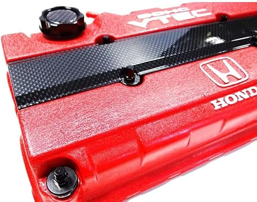 Miniatura 7 de JDM - Cubierta de válvula de motor de fibra de carbono compatible con Honda Civic B16 B18 VTEC Type-R Style