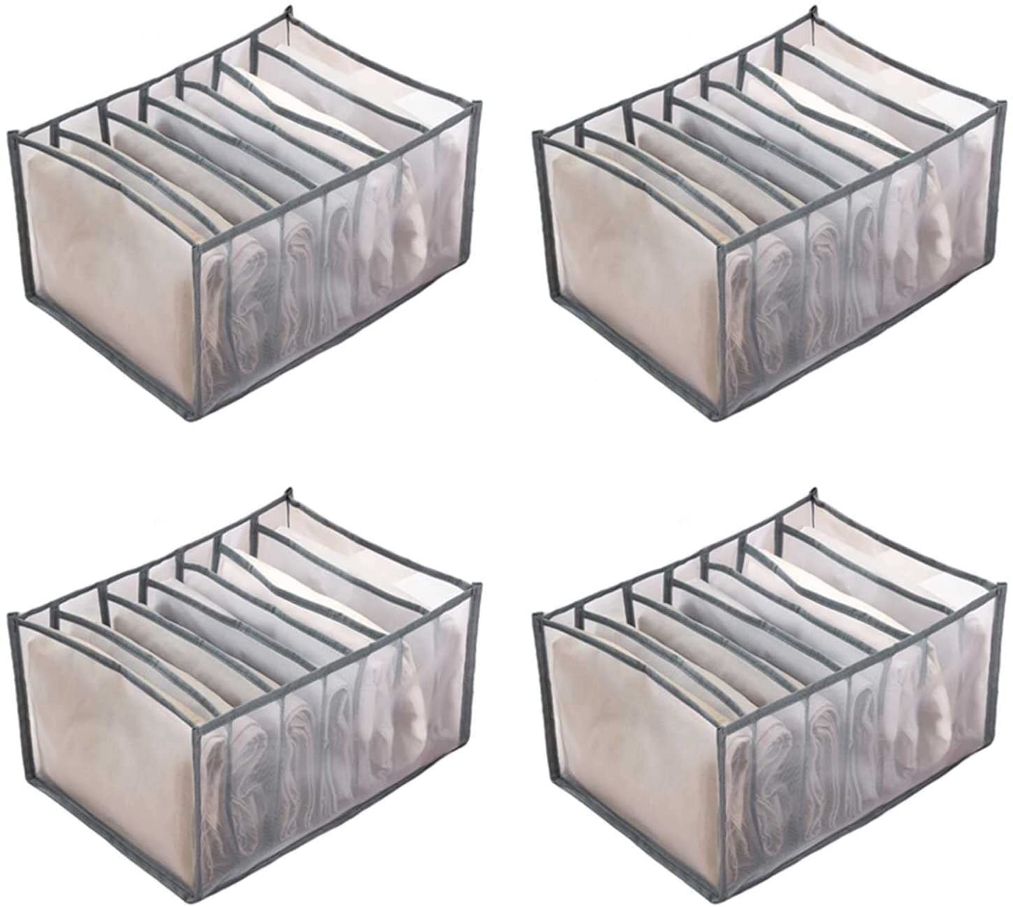 4 PiÈces Organisateur De Vêtements De Garde-Robe Lavable Boîte De Rangement pour Compartiment Jeans Organisateur De Tiroir De Placard Pliable Boîte De Séparation en Maille De Tiroir