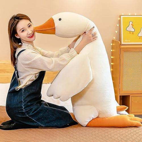 Miniatura 3 de BXEBUI Peluche de ganso blanco gigante de 6 pies, juguete de almohada de peluche de ganso enorme muy grande, bonita almohada de felpa de pato (75