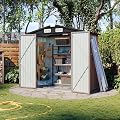Aoxun 6'x4' Outdoor Storage Shed with Base, Brown