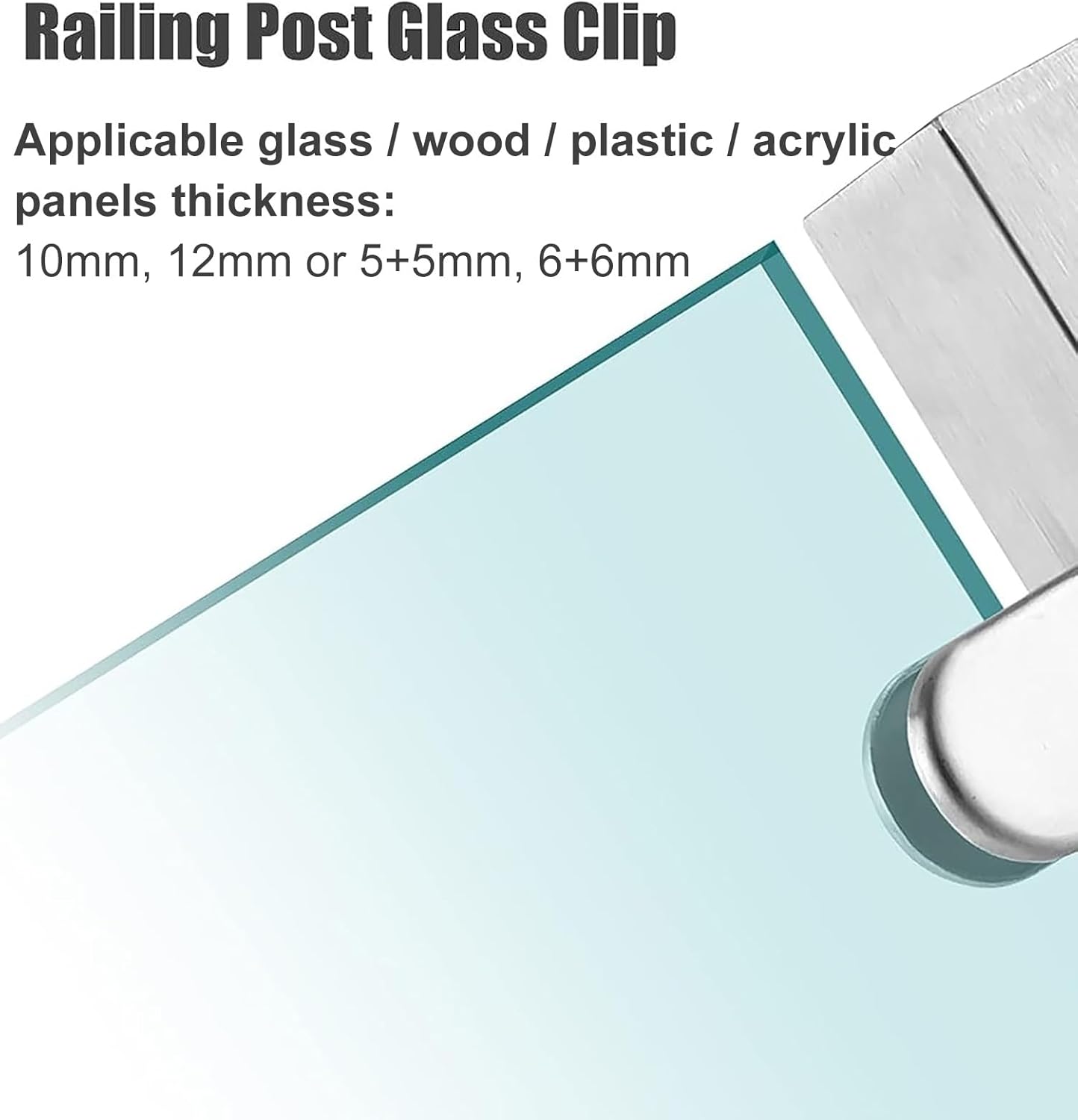 Durable Brushed Corner Square Glass Railing Post System - 65cm (25 5/8") Baluster Fence Support Column with Mounting Screws, Modern Silver Finish for Decks & Patios, Stairs