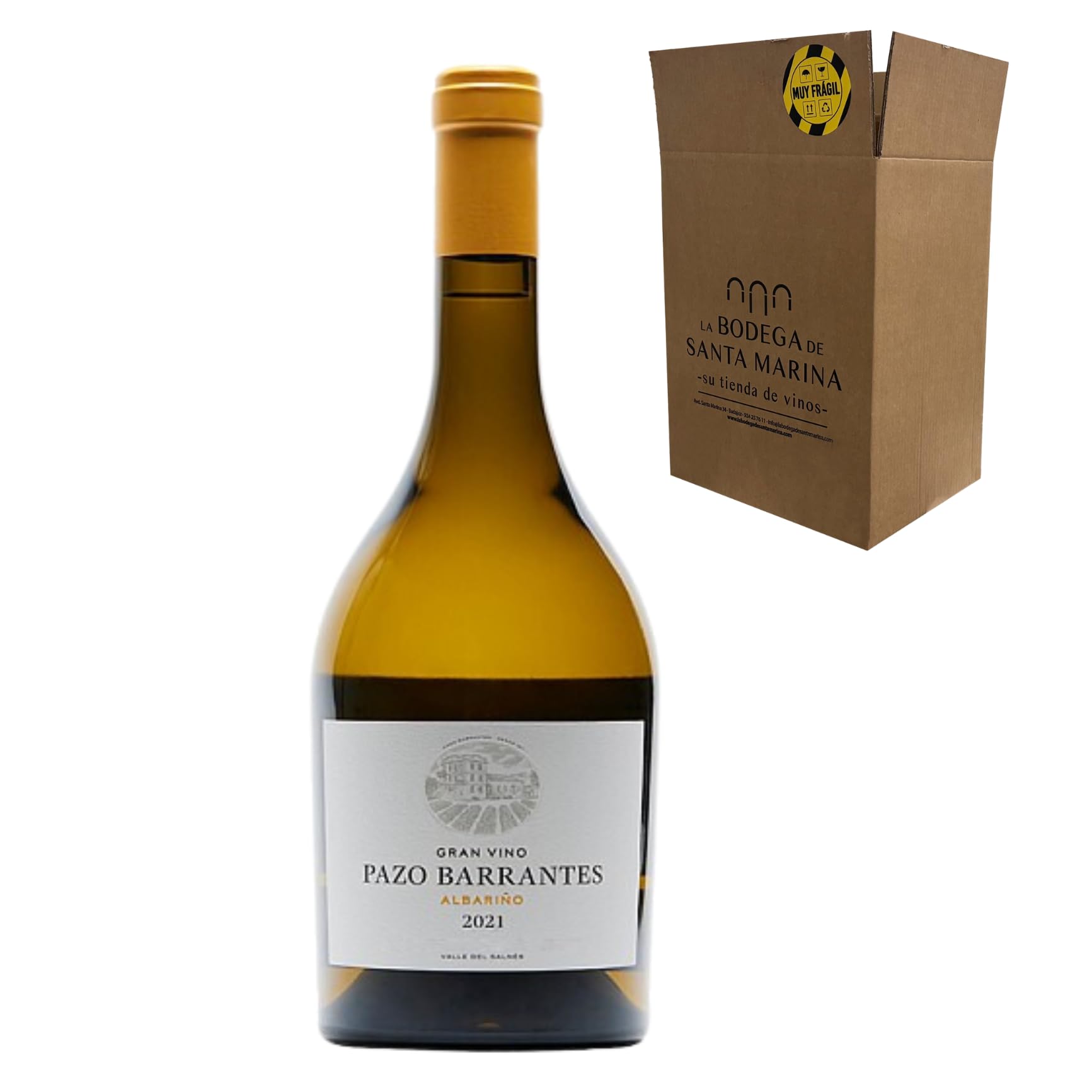 Gran Vino Pazo Barrantes - Albariño de Rías Baixas | Vino Blanco | 13.5% Vol. | Exclusiva Variedad Albariño| 1 Botella 75cl
