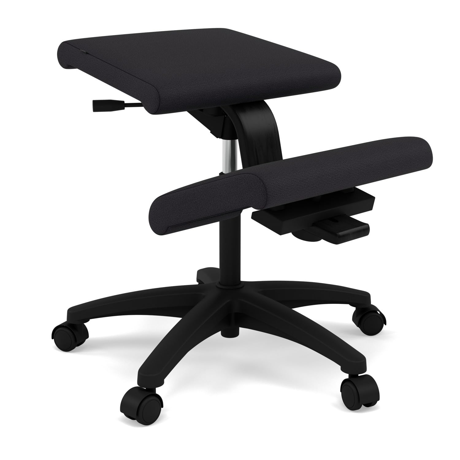 Varier Wing Ergonomic Kneeling Chair with Wheels, Swivel Base and Adjustable Height, Black Revive Fabric, Suitable for Home Office and Office