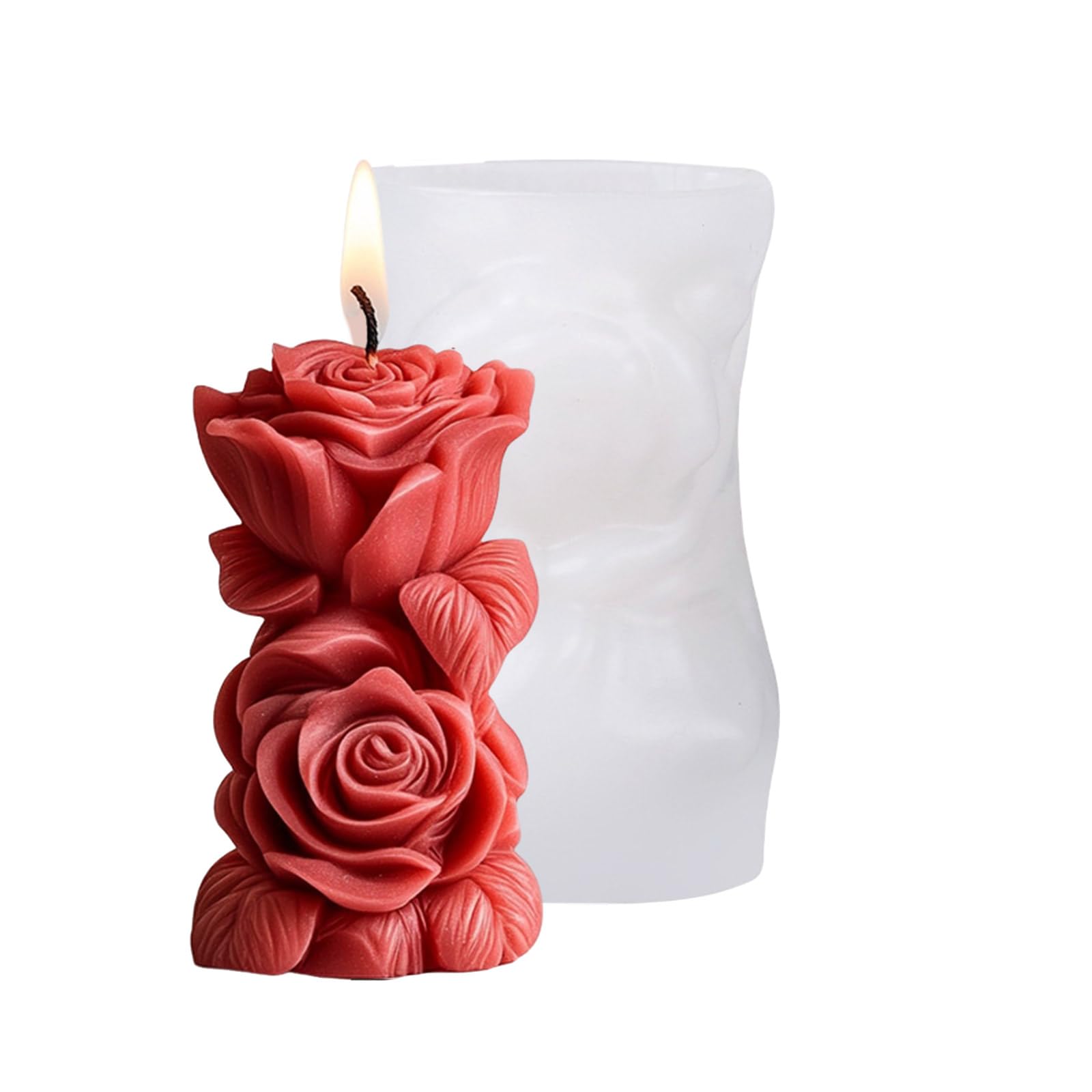 Jazuaiao Embossed Rose Flower Cylinder Silicone Molds Pillar for Epoxy Resin Soap Gypsum Silicone Rose Mold