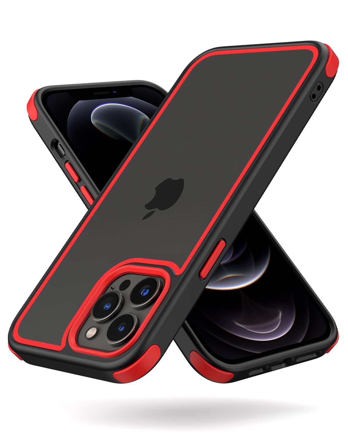 Mobnano Case Compatible with iPhone 12 Pro Max Black/Red | with Multicolor Protective Shockproof Bumpers, Crystal Clear Back, Not Yellowing,