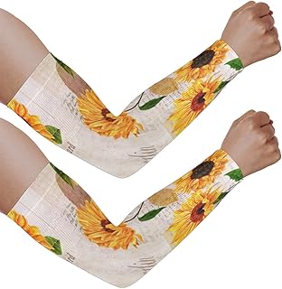 Mangas de braço com proteção solar UV para homens e mulheres, mangas de girassol Monstera protegem os braços esportes mangas de braço proteção solar mangas de braço capa protetora UV, Girassol