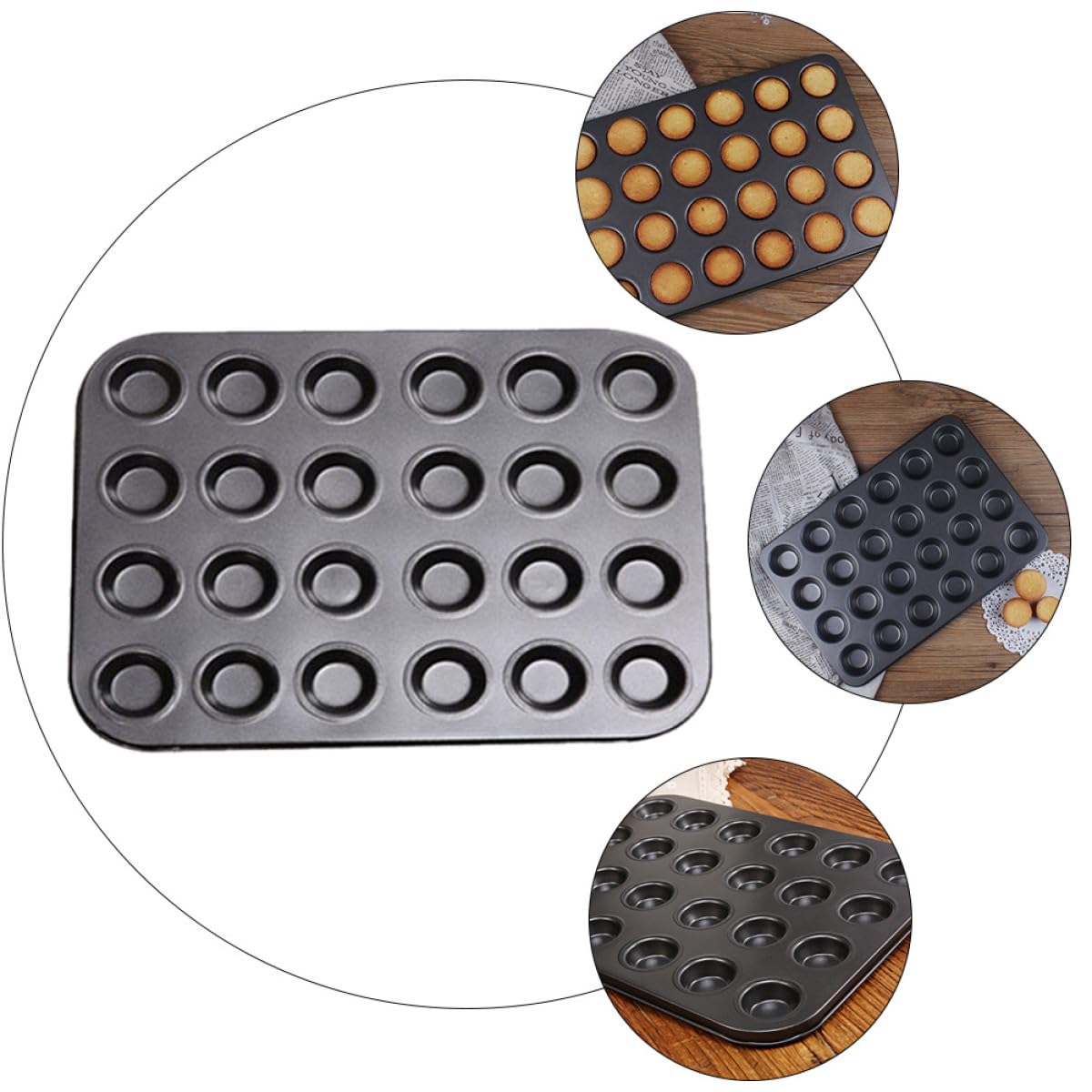 TOYANDONA Moldes Reutilizables para Muffins y Cupcakes 24 Cavidades Acero al Carbono Antiadherente Seguro para Hornear Casero 2 Piezas Uso Doméstico Cocina