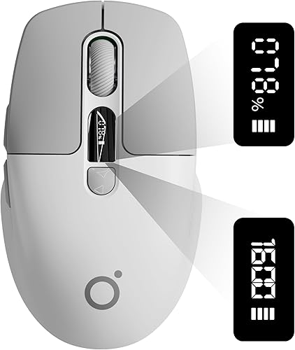 EWEADN Q1 - Ratón inalámbrico, Bluetooth y mouse silencioso de 2.4 G, clic silencioso con 3 niveles de DPI, batería y pantalla inteligente DPI, 6