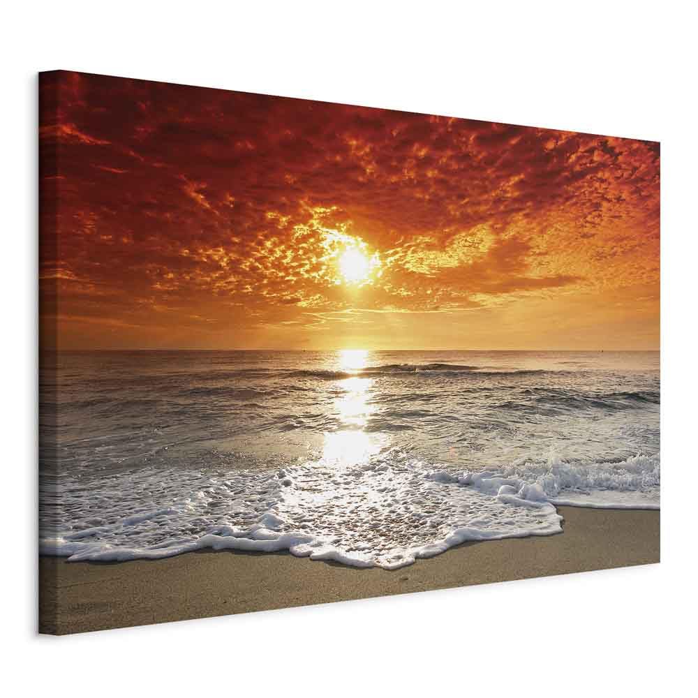 murando Canvas Wall Art Beach & Sea 90x60 cm / 36"x24" 1 pcs Large Canvas Prints XXL Art Deco Pictures for Bedroom Walls Home Decor Wall Pictures – waves sunset orange yellow shore sand c-B-0264-b-a