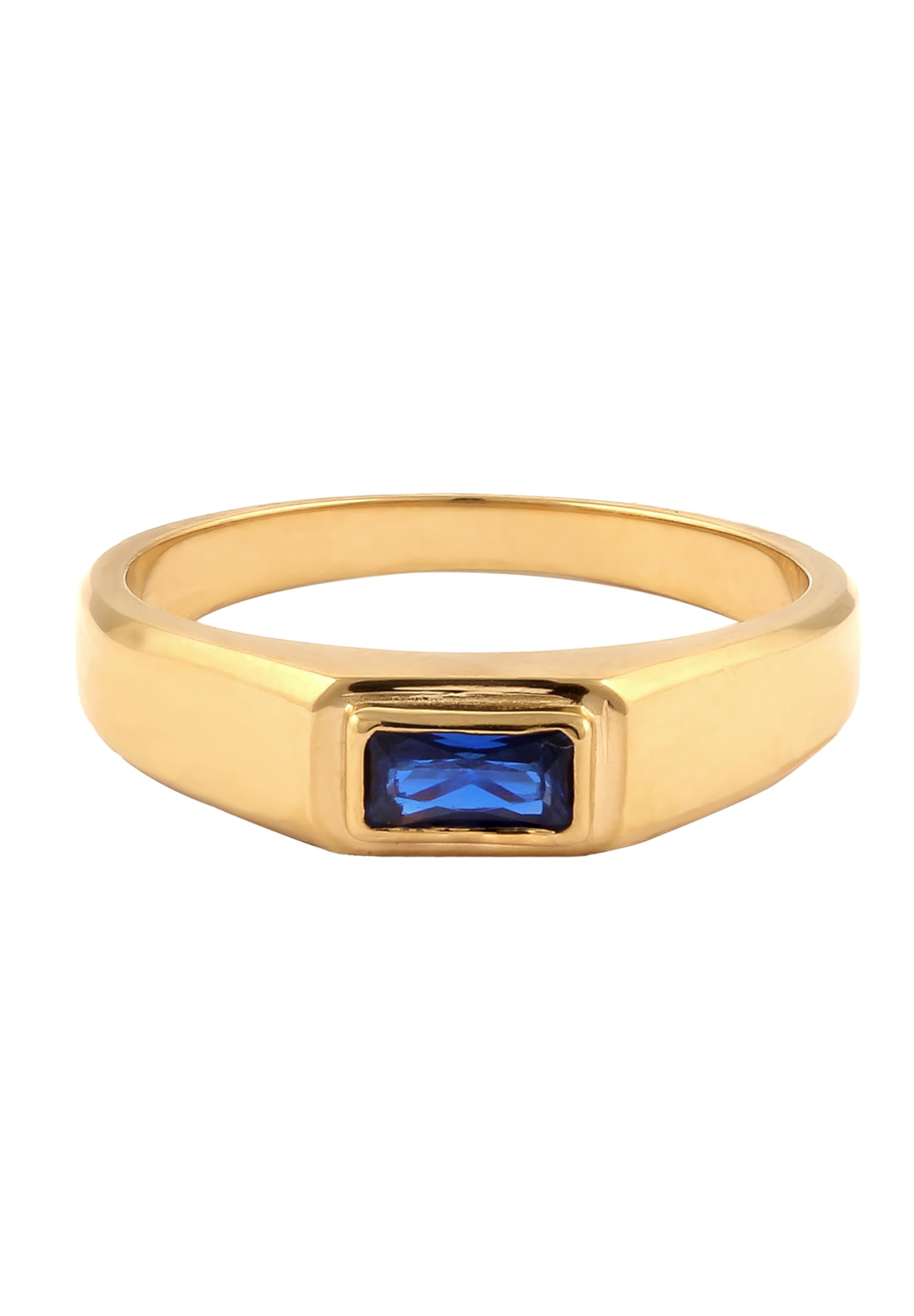 Kuzzoi Anello da uomo con zaffiro, in argento Sterling 925, placcato oro lucido, da uomo, misura 60-66, 0605282625