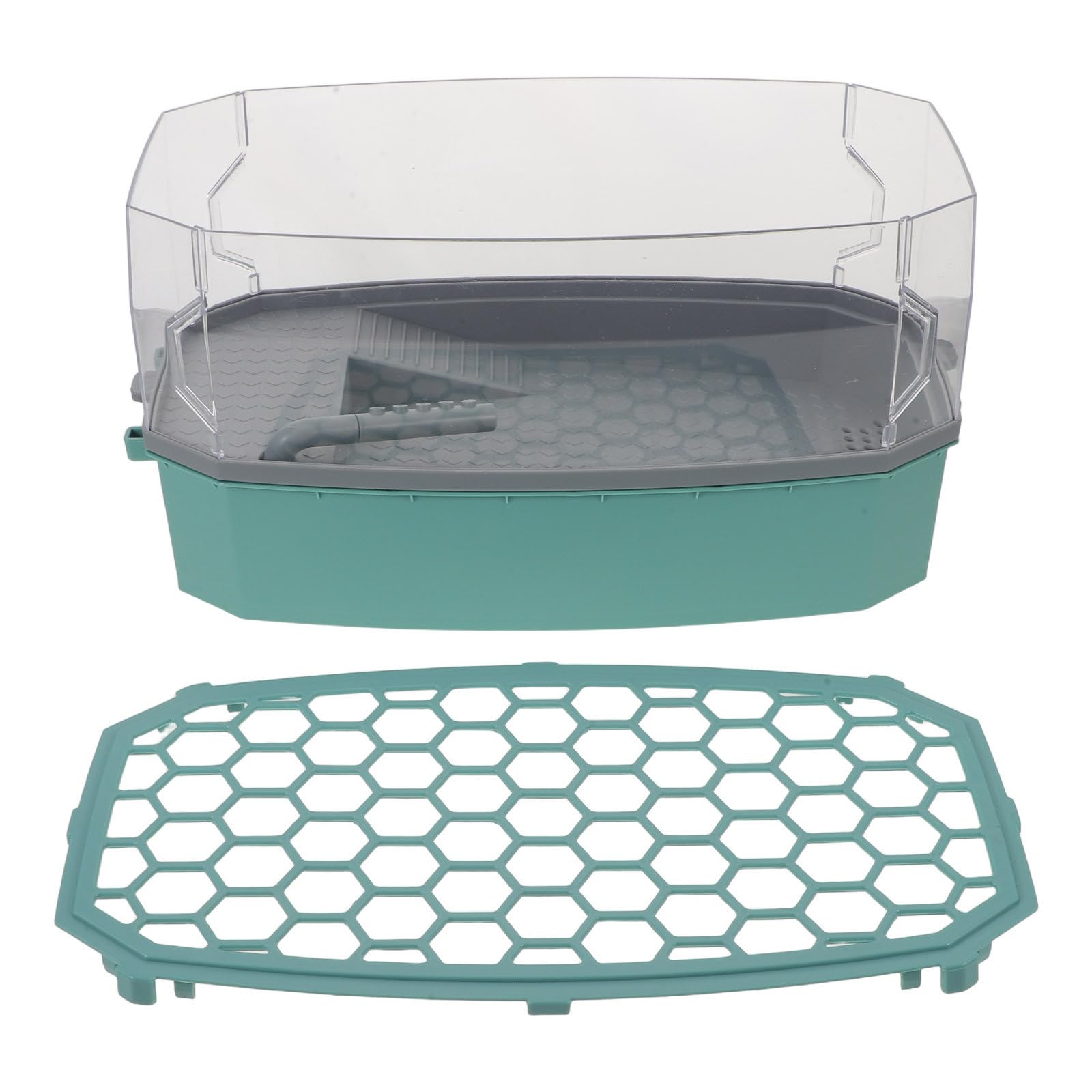 Tanque para tortugas de agua con zona seca y tapa, acuario de plástico para hogar