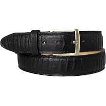 El Presidente Mens Black Full Ostrich Leg Print Leather Western Cowboy Belt Removable Buckle