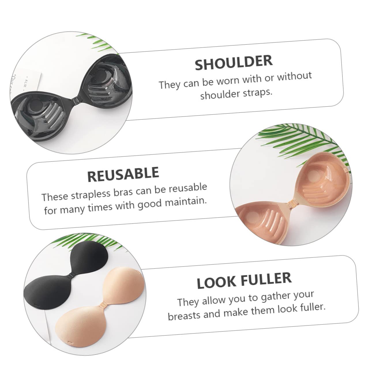 GALPADA Pegatinas de sujetador adhesivo sujetador de vestido sin espalda push up bra sujetadores sin tirantes sujetador de sujetador de gel de sílice