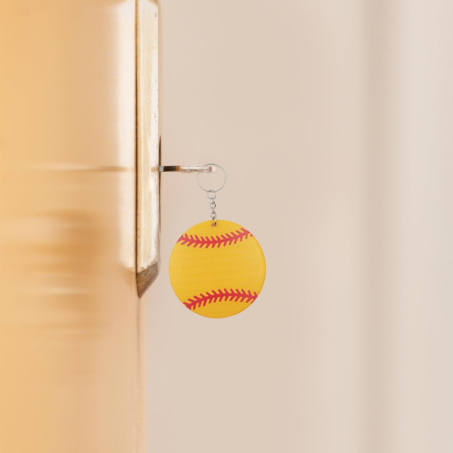 12 Set Large Size Baseball Softball Keychain Bulk for Sublimation Vinyl Sticker DIY Softball Bag Tag(Yellow,Softball)