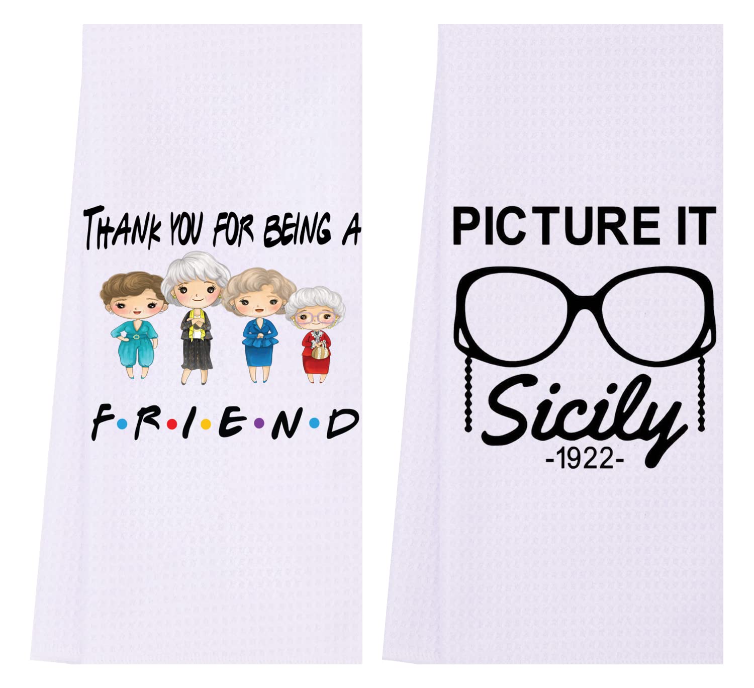 LXOMILL Funny Kitchen Towels, Friend Gifts, Golden Friendship Birthday Gifts for Women Besties Female Girls Mom, Golden Merchandise Dish Towels Set, Housewarming Gift