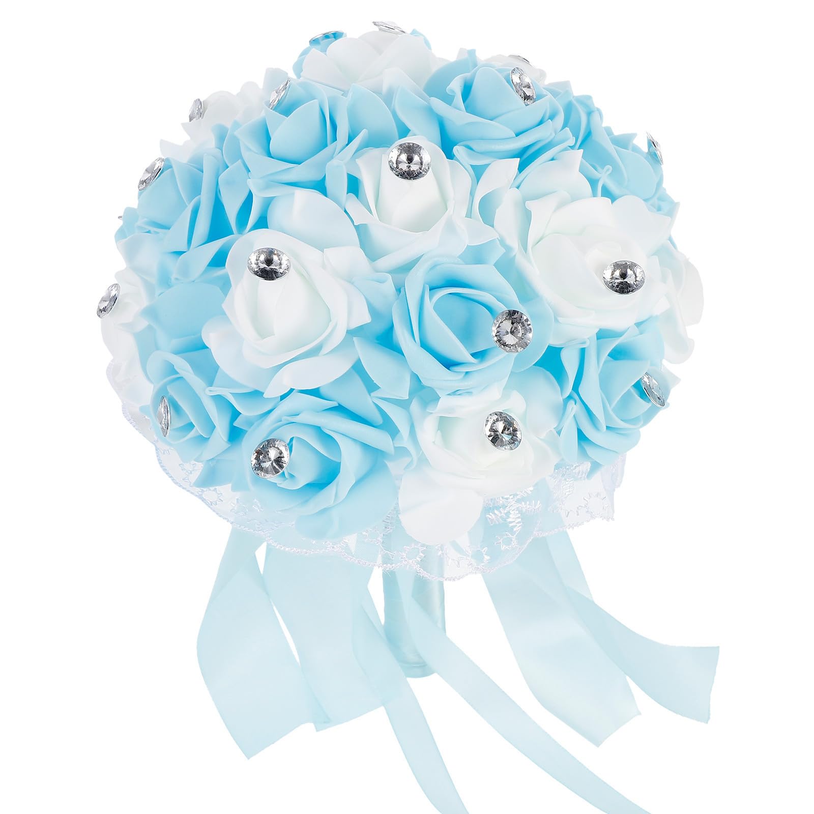 Bouquet de mariée fleurs artificielles bleu : centre de table élégant salle à manger