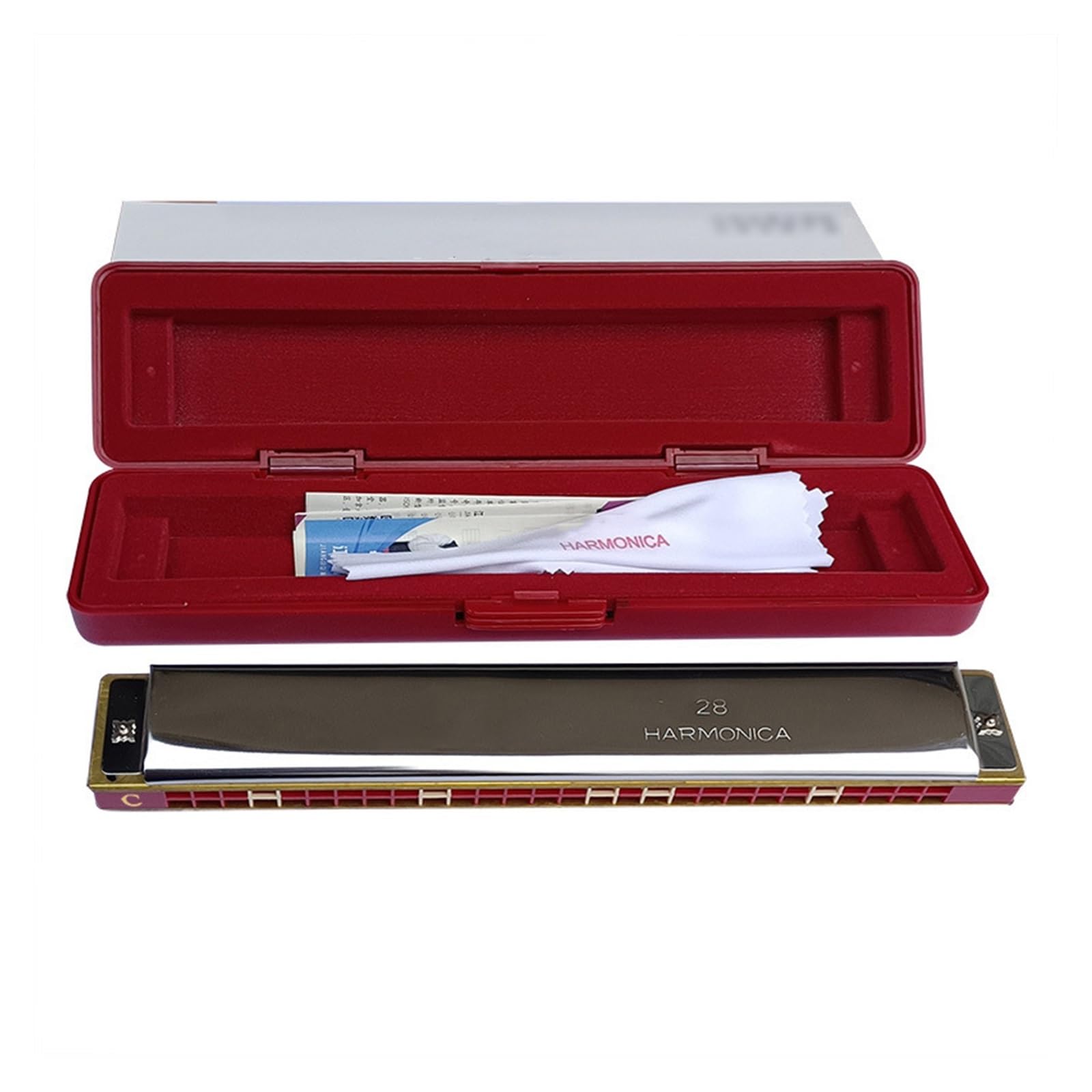 Mundharmonikas Mundharmonika, 28-Loch-Breitton-Mundharmonika, 28-Loch-C-Ton, Akzentuierte Polyphonie. Schüler Spielen Professionelle Mundharmonika-Instrumente (Color : Polyphonic Crimson)