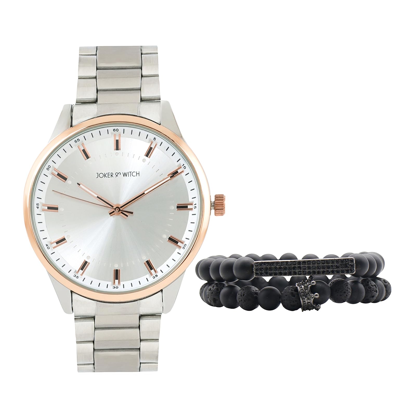 Joker & Witch Stainless Steel Mirage Men Analogue Watch Bracelet Stack, Silver Dial, Silver Band (B0CQT8P6NL) Amazon Price History, Amazon Price Tracker