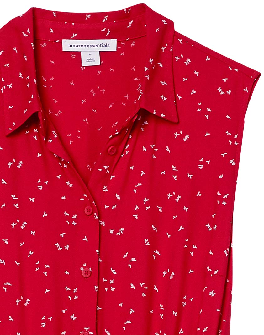 Amazon Essentials Mujer Vestido Camisero Tejido sin Mangas de Ajuste Relajado