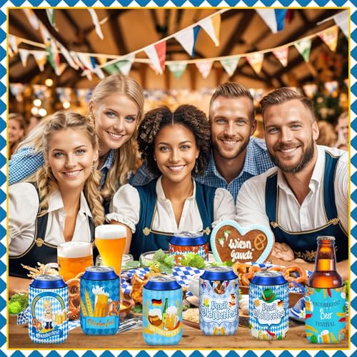 SEPGLITTER 18Pcs Oktoberfest Can Cooler Sleeves Bavarian Beer Drink Cover by SEPGLITTER - Used condition - Image 6