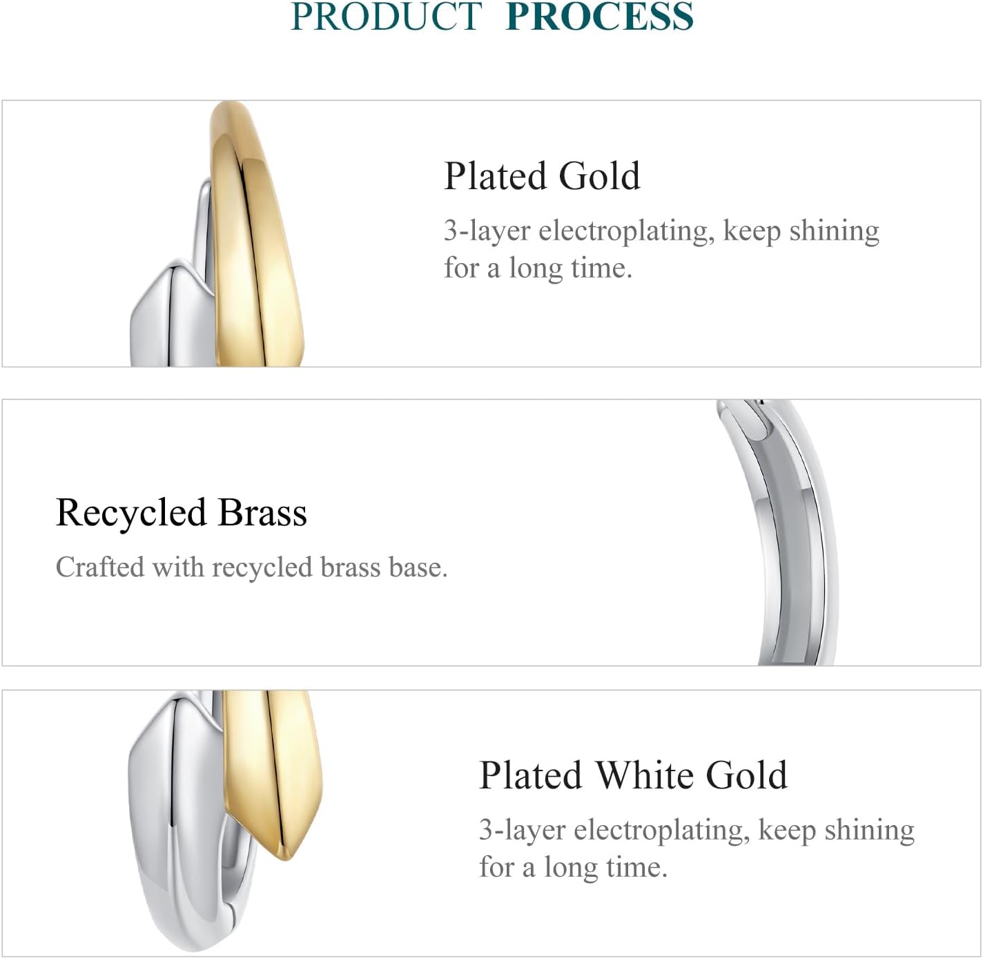 WOSTU 14K Gold Plated Two-Tone Oval Hoop Earrings for Women, Water Drop Design Lightweight Huggie Earrings,925 Sterling Silver Posts Double Drop Chunky Hoops Hypoallergenic Ear Buckles - Image 7