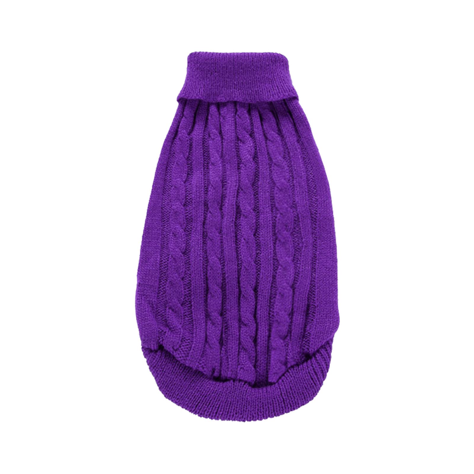 Pet Dog Cat Knitted Jumper Winter Warm Sweater Puppy Coat Jacket Clothes Costume Pet Clothes for Large Dogs Female (Purple, XL)